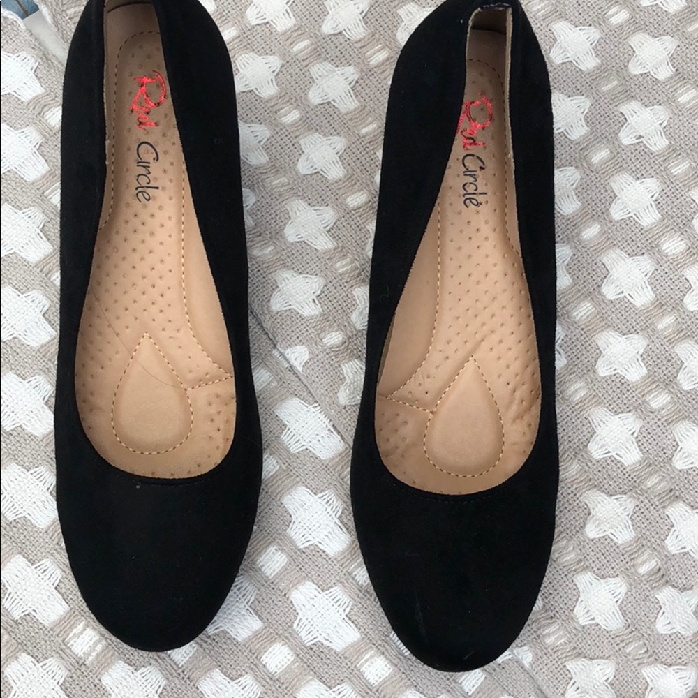 Black Faux Suede Wedges